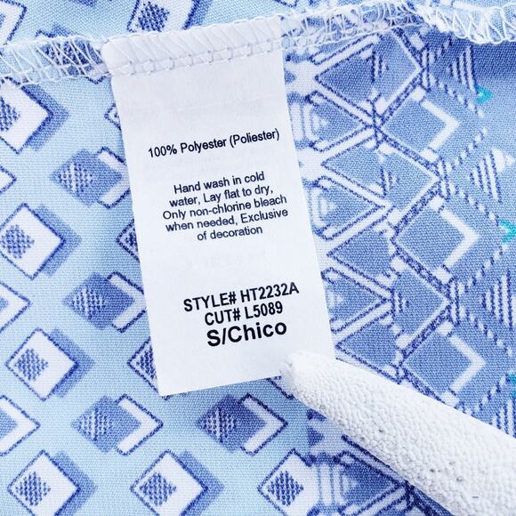 Gilli  Blue Print Tunic Sleeveless‎ Lace Trim Top Feminine Size Medium - Picture 4 of 9